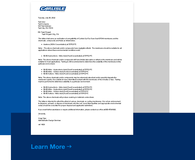 Chemical Compatibility Letter